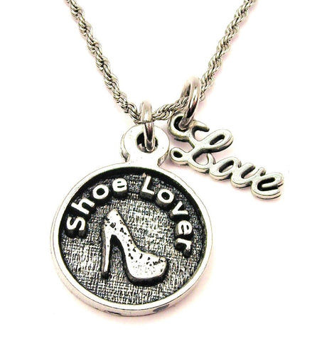 Shoe Lover 20" Chain Necklace With Cursive Love Accent