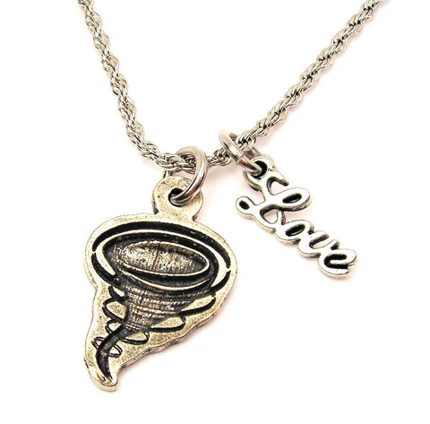 Tornado 20" Chain Necklace With Cursive Love Accent