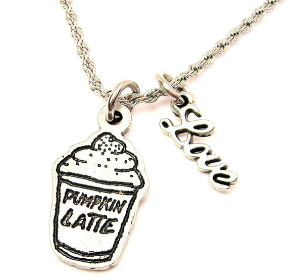 Pumpkin Latte 20" Chain Necklace With Cursive Love Accent