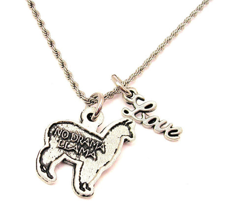 No Drama Llama 20" Chain Necklace With Cursive Love Accent