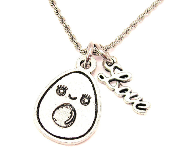 Happy Female Avocado 20" Chain Necklace With Cursive Love Accent