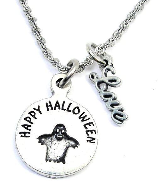 Happy Halloween With Ghost 20" Rope Necklace With Love