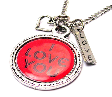 I Love You Framed Resin Necklace