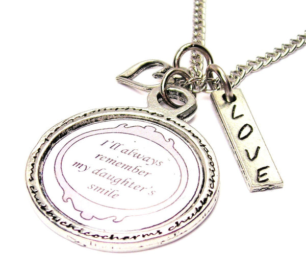 I'll Always Remember My Daughters Smile Framed Resin Necklace