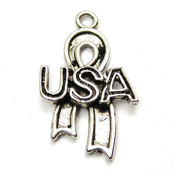 USA Awareness Ribbon Genuine American Pewter Charm