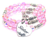 Sister Heart Sea Siren Ocean Glass Wrap Bracelet