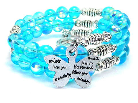 Whisper I Love You To A Butterfly Sea Siren Ocean Glass Wrap Bracelet