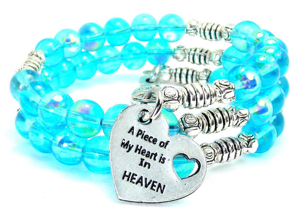 A Piece Of My Heart Is In Heaven Sea Siren Ocean Glass Wrap Bracelet