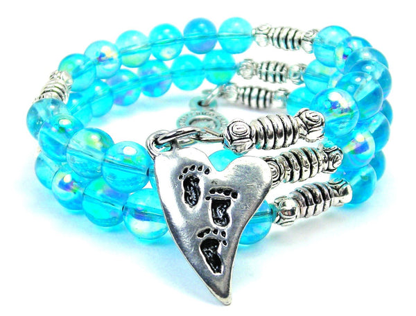 Footprints On Your Heart Sea Siren Ocean Glass Wrap Bracelet