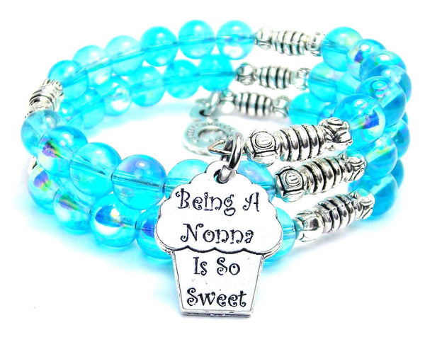 Being A Nonna Is So Sweet Sea Siren Ocean Glass Wrap Bracelet