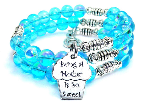 Being A Mother Is So Sweet Sea Siren Ocean Glass Wrap Bracelet