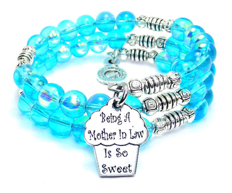 Being A Mother In Law Is So Sweet Sea Siren Ocean Glass Wrap Bracelet