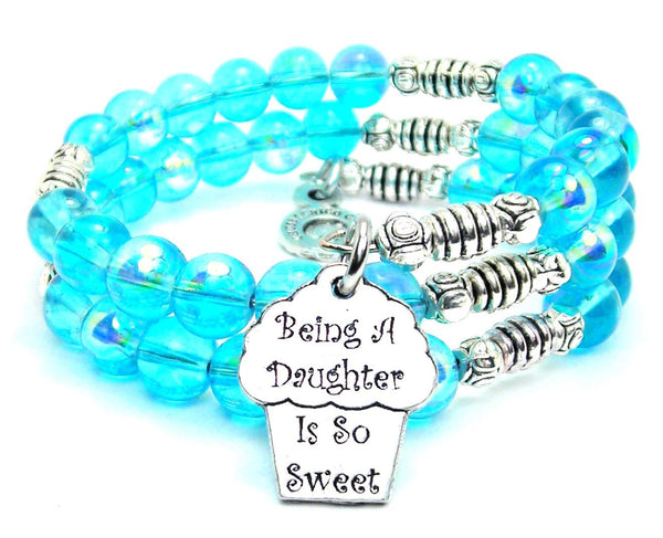 Being A Daughter Is So Sweet Sea Siren Ocean Glass Wrap Bracelet