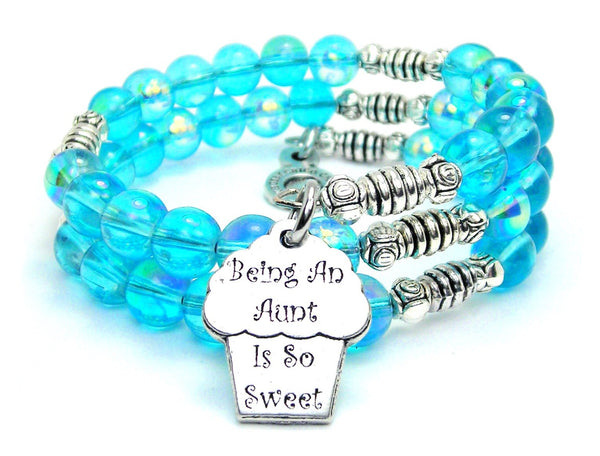 Being A Aunt Is So Sweet Sea Siren Ocean Glass Wrap Bracelet