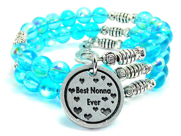 Best Nonna Ever Sea Siren Ocean Glass Wrap Bracelet