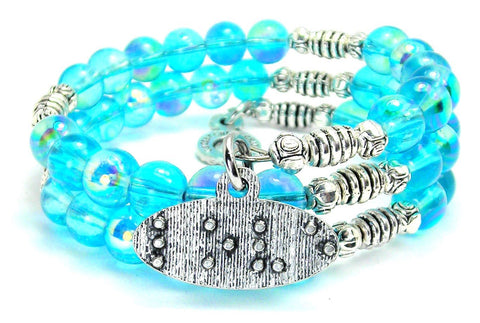 Love In Braille Sea Siren Ocean Glass Wrap Bracelet