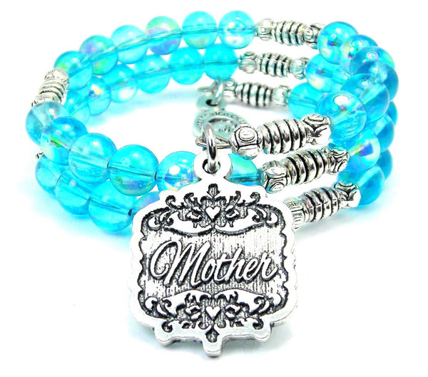 Mother Victorian Scroll Sea Siren Ocean Glass Wrap Bracelet