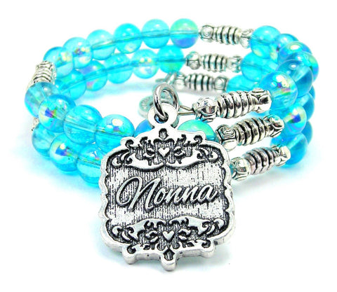 Nonna Victorian Scroll Sea Siren Ocean Glass Wrap Bracelet