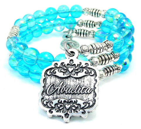 Abuelita Victorian Scroll Sea Siren Ocean Glass Wrap Bracelet