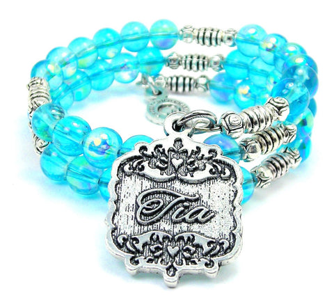 Tia Victorian Scroll Sea Siren Ocean Glass Wrap Bracelet