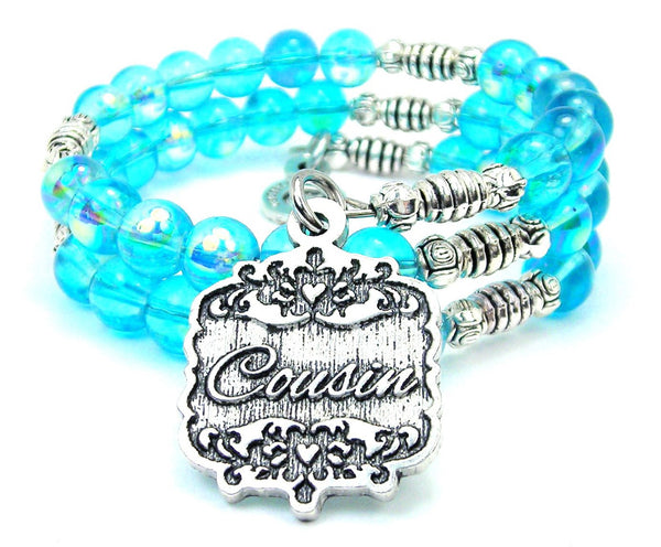 Cousin Victorian Scroll Sea Siren Ocean Glass Wrap Bracelet