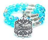 Sister Victorian Scroll Sea Siren Ocean Glass Wrap Bracelet