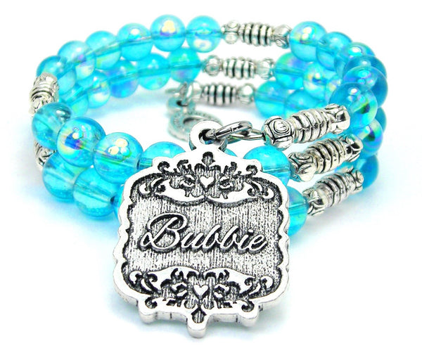 Bubbie Victorian Scroll Sea Siren Ocean Glass Wrap Bracelet