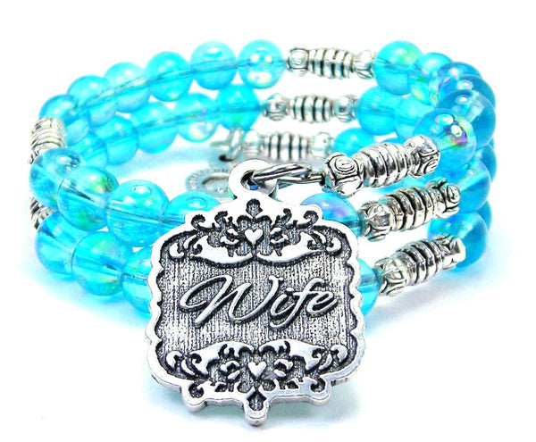 Wife Victorian Scroll Sea Siren Ocean Glass Wrap Bracelet