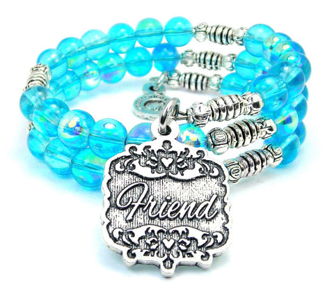 Friend Victorian Scroll Sea Siren Ocean Glass Wrap Bracelet