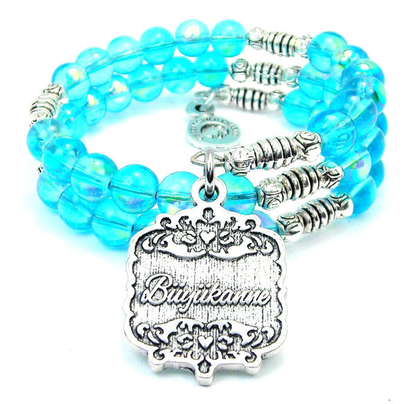 Buyukanne Victorian Scroll Sea Siren Ocean Glass Wrap Bracelet