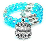 Granddaughter Victorian Scroll Sea Siren Ocean Glass Wrap Bracelet