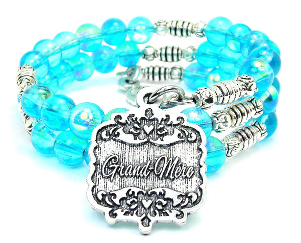 Grand Mere Victorian Scroll Sea Siren Ocean Glass Wrap Bracelet