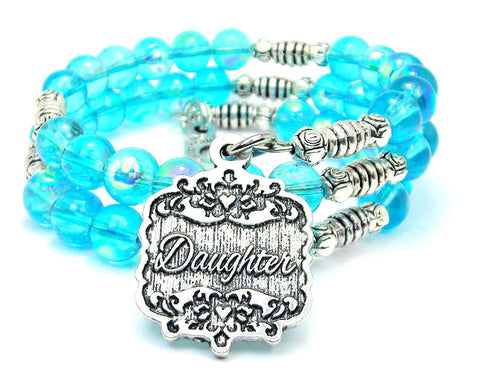 Daughter Victorian Scroll Sea Siren Ocean Glass Wrap Bracelet