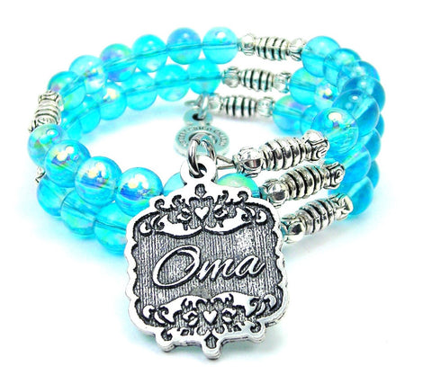 Oma Victorian Scroll Sea Siren Ocean Glass Wrap Bracelet