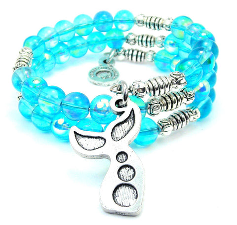 Bubble Mermaid Tail Sea Siren Ocean Glass Wrap Bracelet