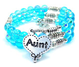 Aunt Quilted Heart Sea Siren Ocean Glass Wrap Bracelet