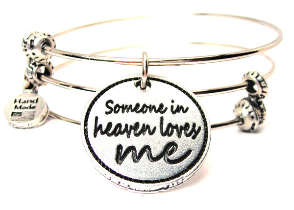 Someone In Heaven Loves Me Triple Style Expandable Bangle Bracelet