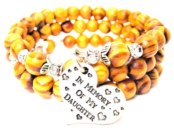 In Memory Of My Daughter Natural Wood Wrap Bracelet