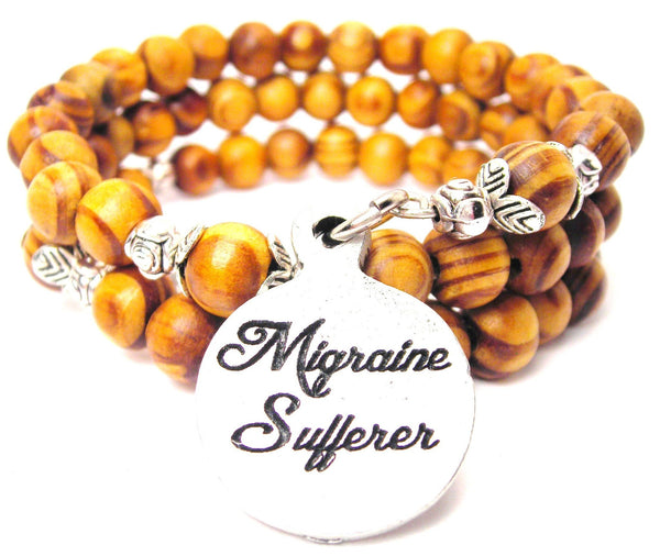 Migraine Suffer Natural Wood Wrap Bracelet