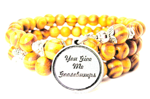 You Give Me Goosebumps Natural Wood Wrap Bracelet