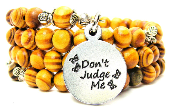 Don't Judge Me Circle Natural Wood Wrap Bracelet