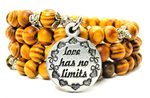 Love Has No Limits Circle Natural Wood Wrap Bracelet