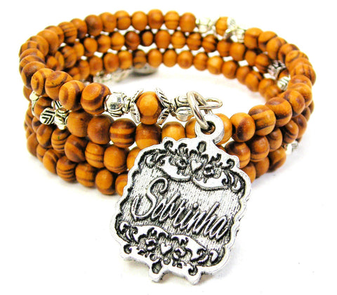 Sobrinha Victorian Scroll Natural Wood Wrap Bracelet