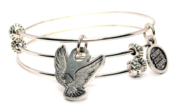 Engraved Eagle Triple Style Expandable Bangle Bracelet