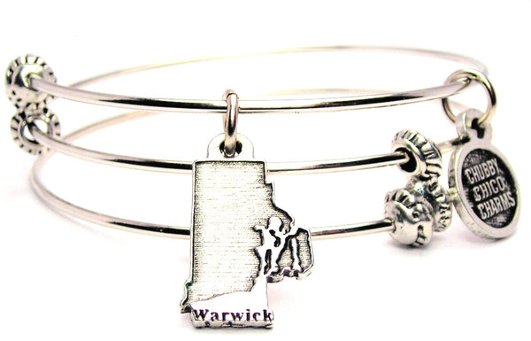 Warwick Rhode Island Triple Style Expandable Bangle Bracelet