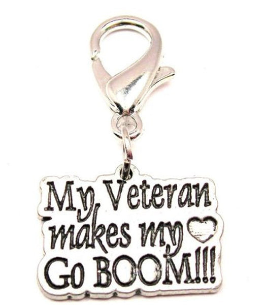 My Veteran Makes My Heart Go Boom! Zipper Pull