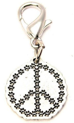 Paw Print Peace Sign Zipper Pull