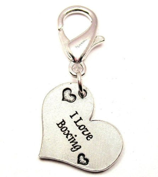 I Love Boxing Heart Zipper Pull