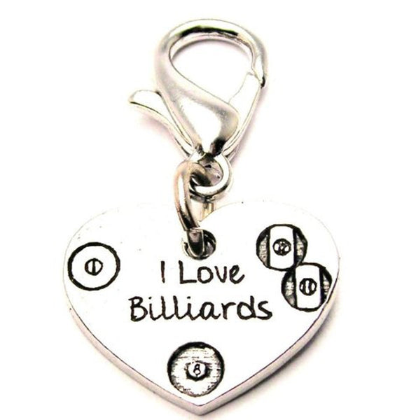 I Love Billiards Zipper Pull