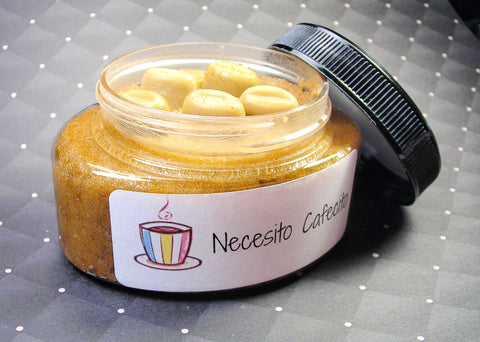 Necesito Cafecito body sugar scrub with coffee beans soap part of our Latina line